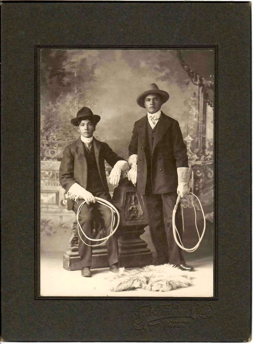 antique mounted photograph Indians with whips (1 of 3)