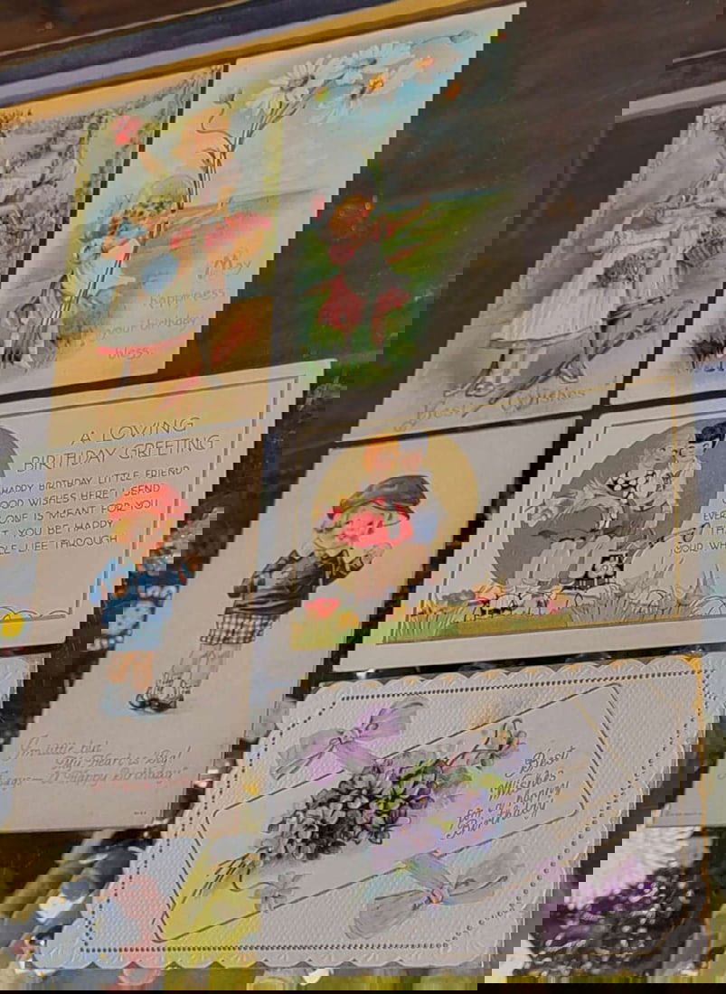 set antique postcards happy birthday (1 of 9)