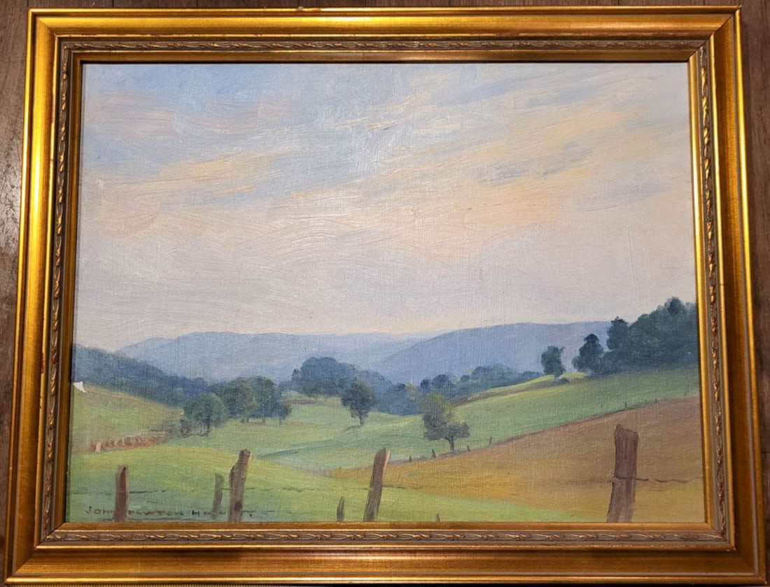 antique landscape painting signed John Newton Howitt (1 of 10)