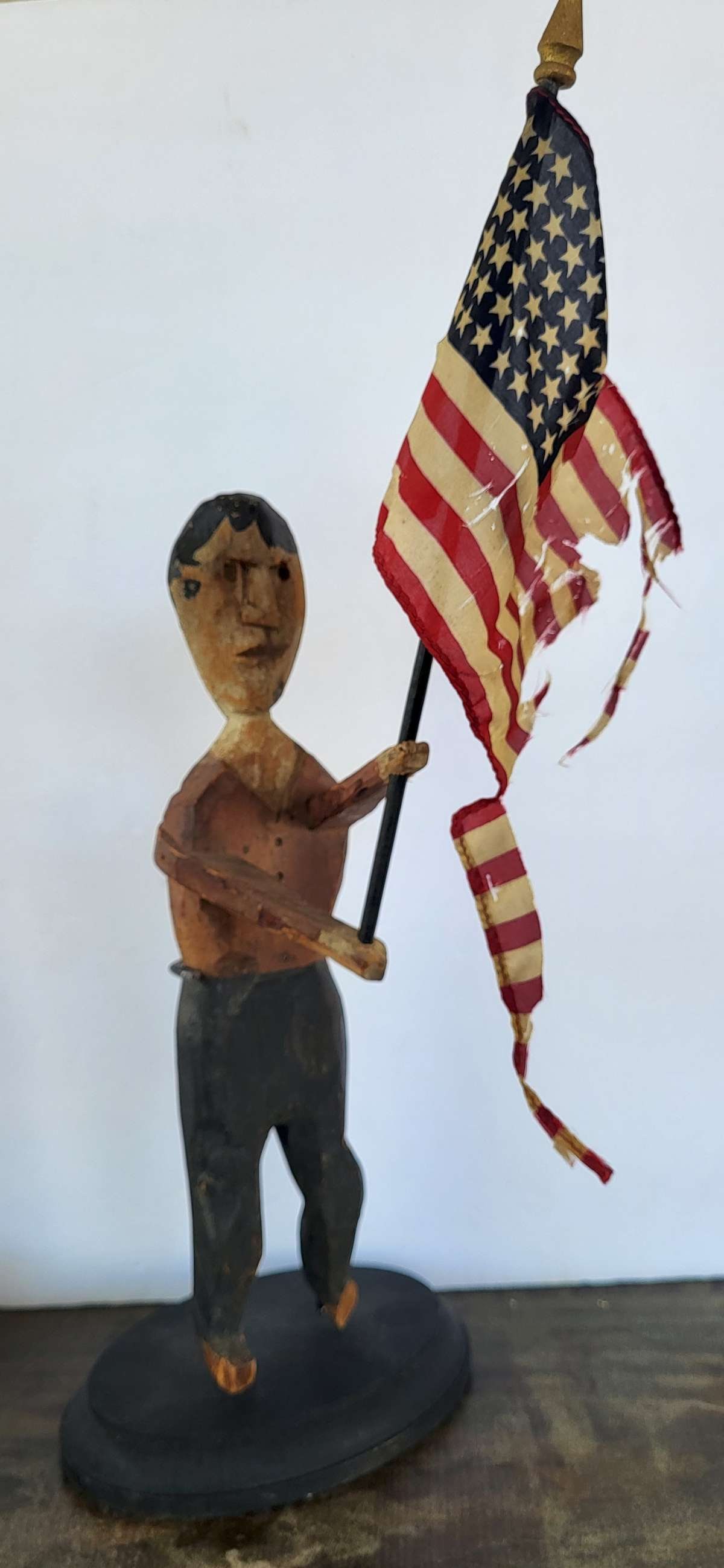antique patriotic Folk Art carving on stand (1 of 11)
