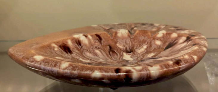 vintage Mid Century Modern ashtray: retro glossy glazed porcelain teardrop shaped ashtray dish with spatter pattern7 1/2&quot; long by 5 1/2&quot; wide by about 1 1/4&quot; tall