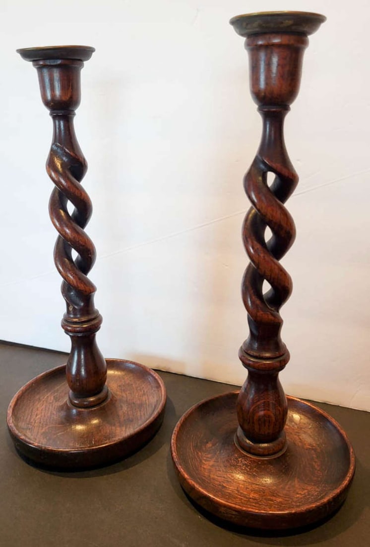 antique PAIR English Arts and Craft candlesticks (1 of 12)
