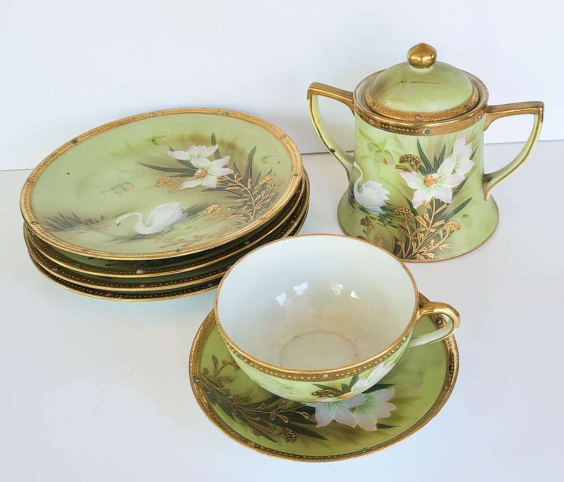antique Japanese Nippon tea set with birds (1 of 12)