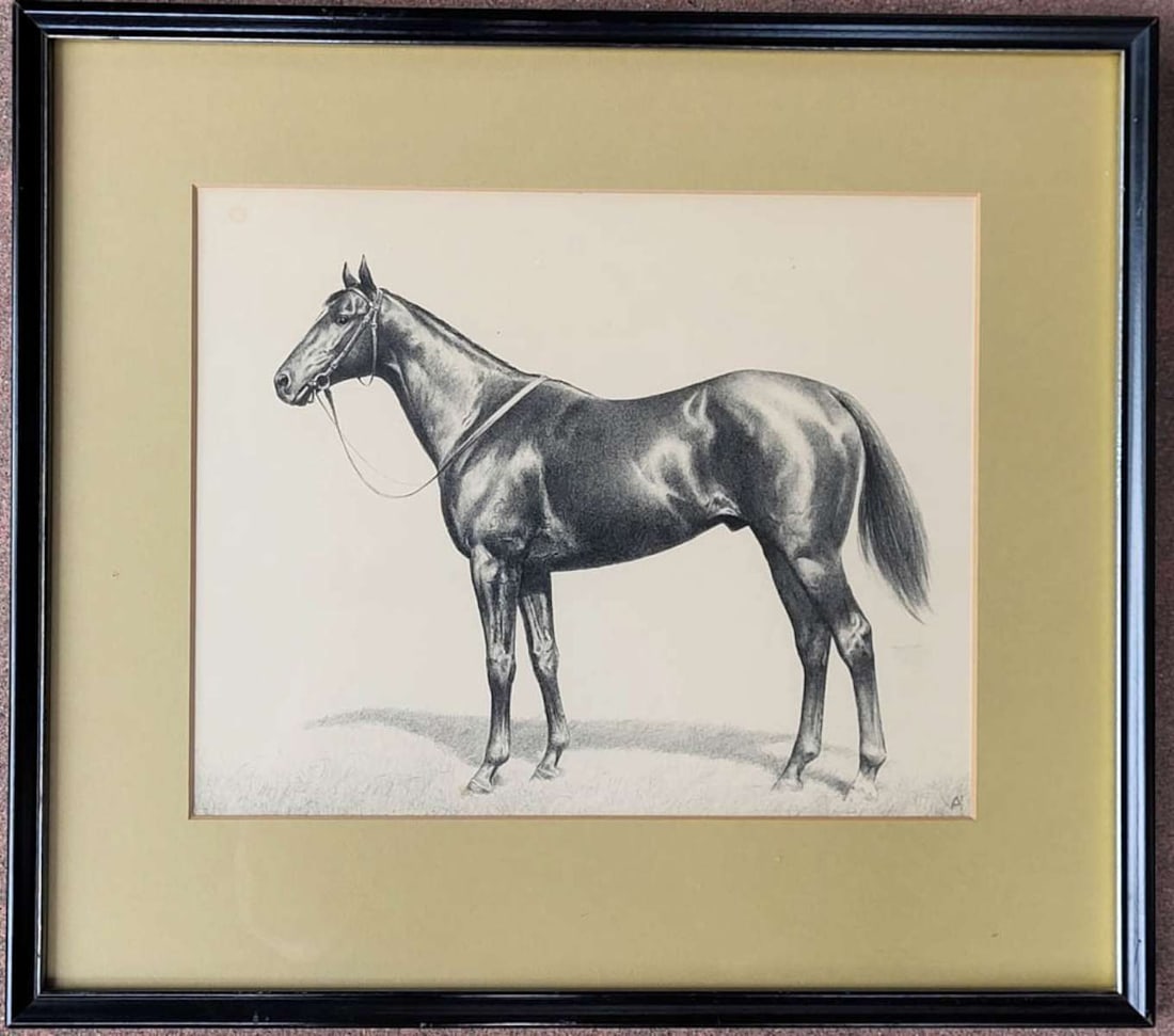 antique framed horse print (1 of 8)