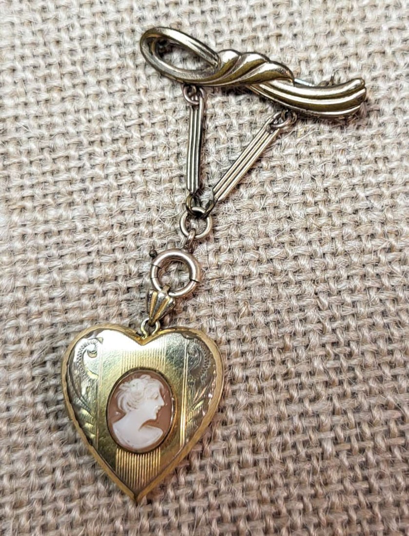 antique estate jewelry: gold filled Cameo brooch (1 of 10)