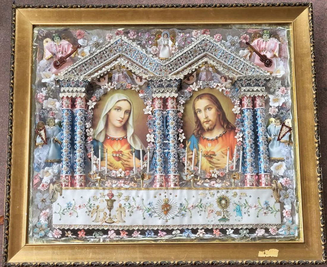 Victorian decoupage religious framed artwork (1 of 12)