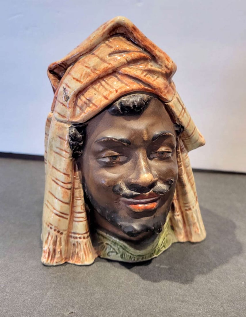 antique figural pottery tobacco lidded jar (1 of 6)