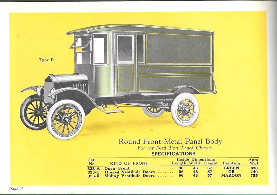 ca. 1924 automobilia Ford truck color catalog: This is a very scarce original sales catalog from the "Standard Commercial Body Corporation", which manufactured various add-ons to transform a Ford Model T into a commercial vehicle.