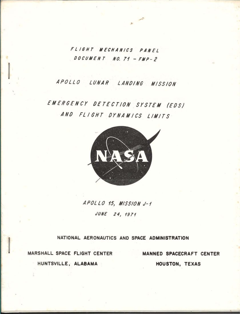 space Apollo 15 emergency detection system booklet (1 of 4)