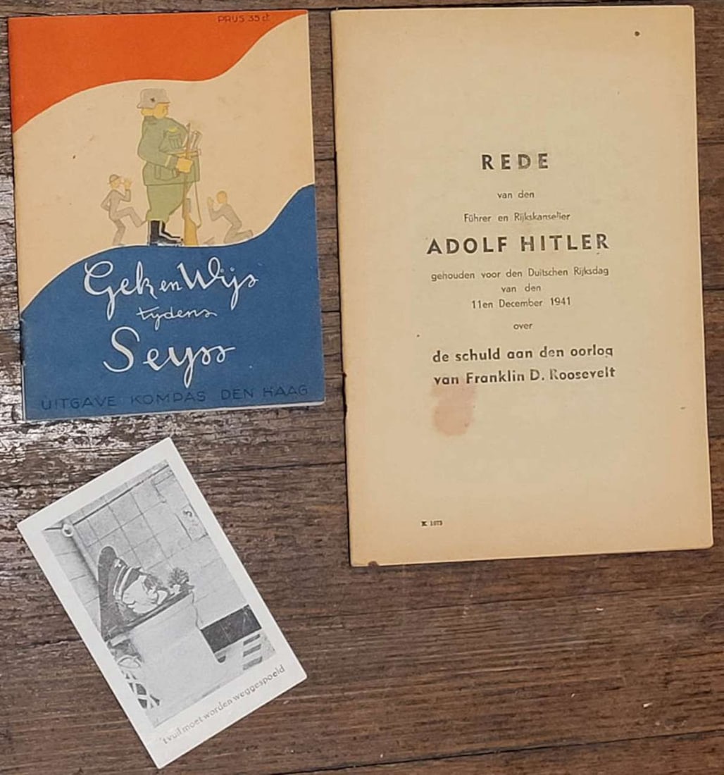 three WWII Hitler ephemera pro and con propaganda (1 of 17)