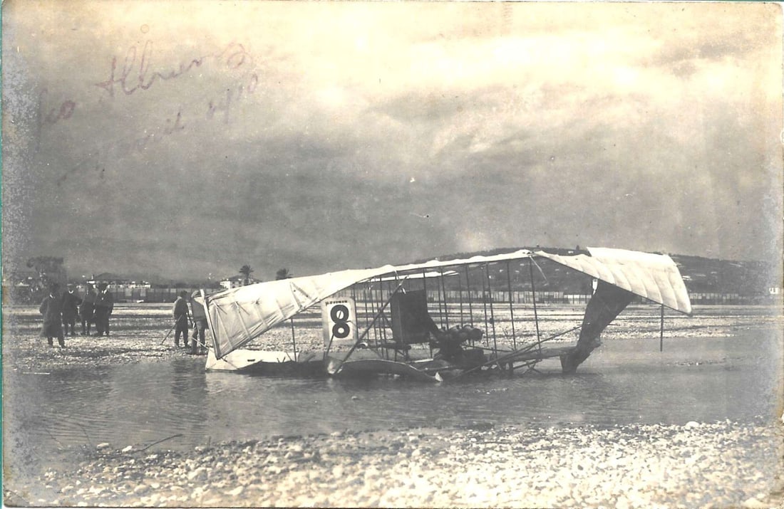 1910 aviation meet real photo pc of an airplane crash (1 of 2)