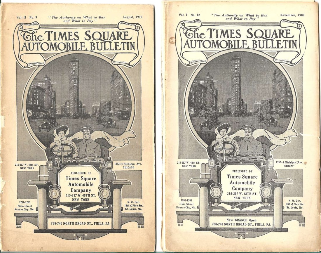 1909 and 1910 Times Square Automobile Bulletin New York (1 of 6)