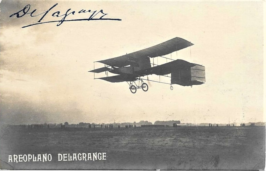 1908 rppc SIGNED by aviator Delagrange rare (1 of 2)