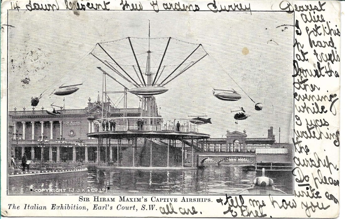 1904 aviation card Maxim airships carnival ride (1 of 2)