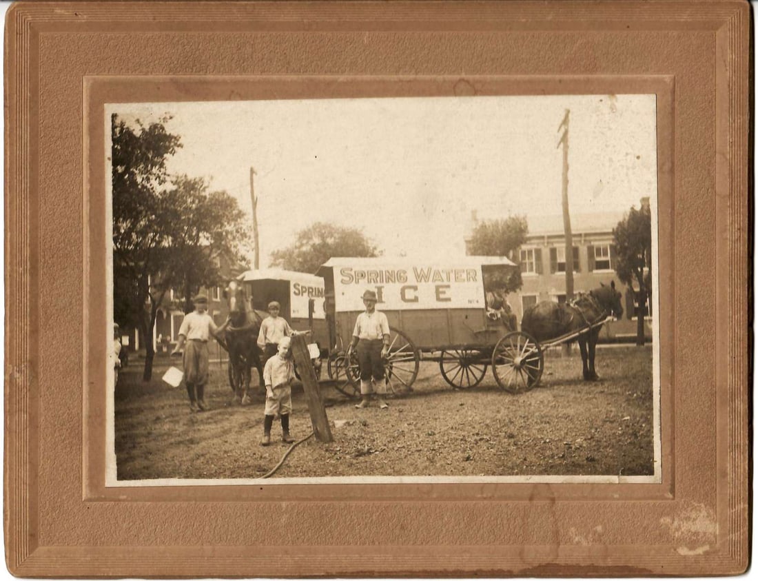 antique mounted photograph of ice and spring water wagon (1 of 2)