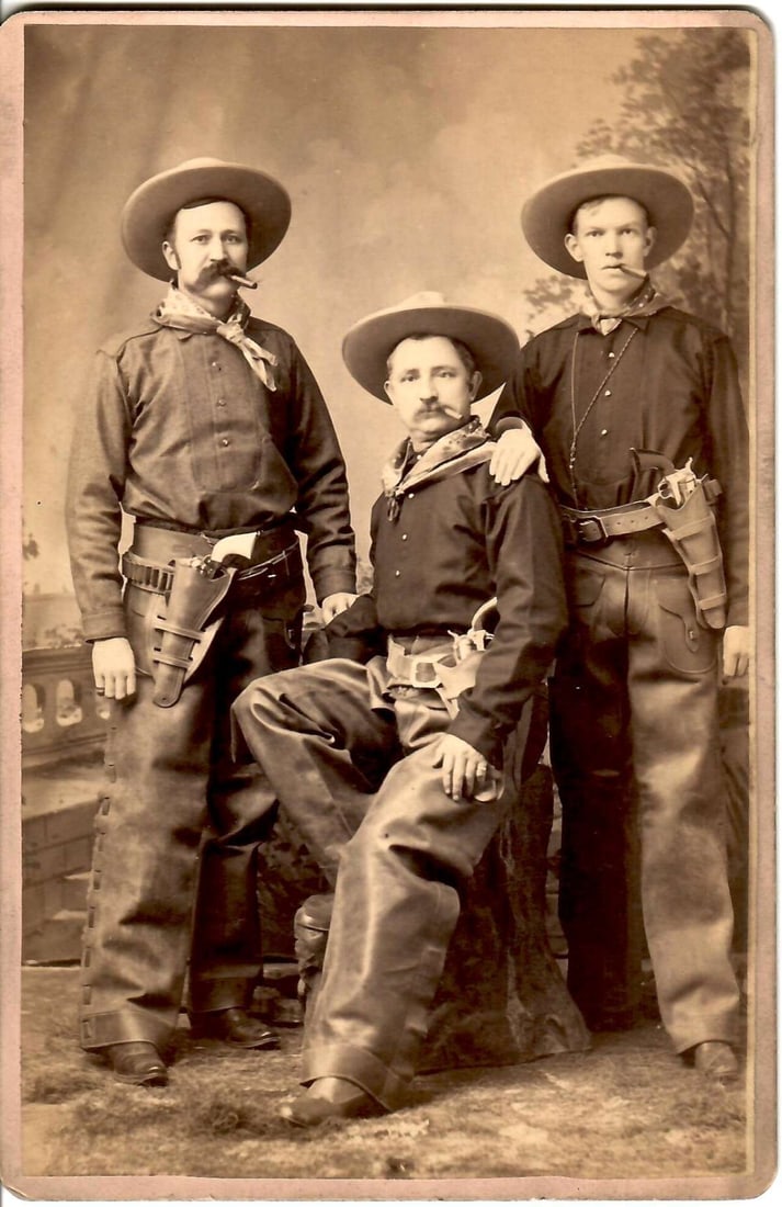 1 of 3 antique cabinet photograph of 3 cowboys Kansas (1 of 2)