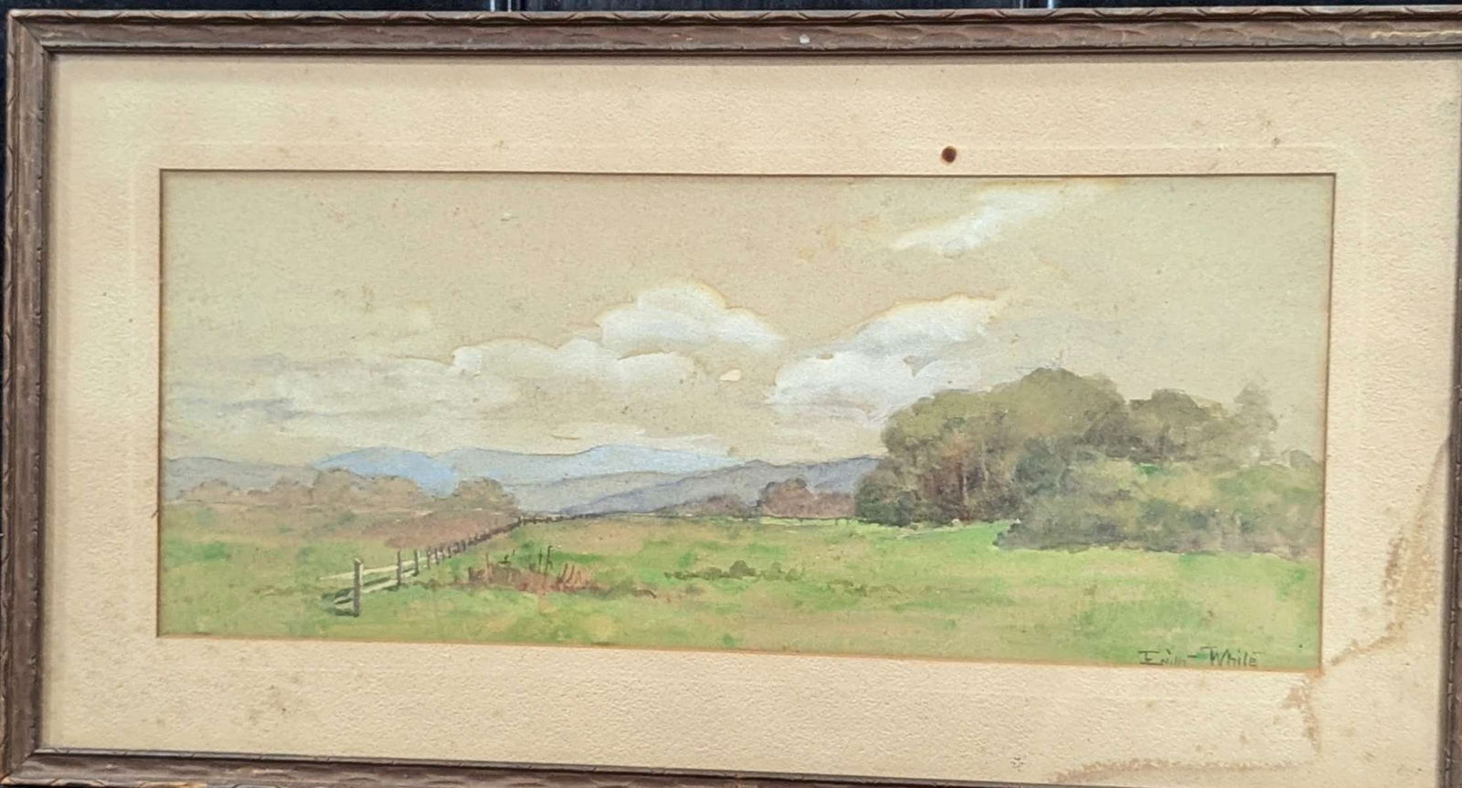 antique landscape painting in frame (1 of 7)