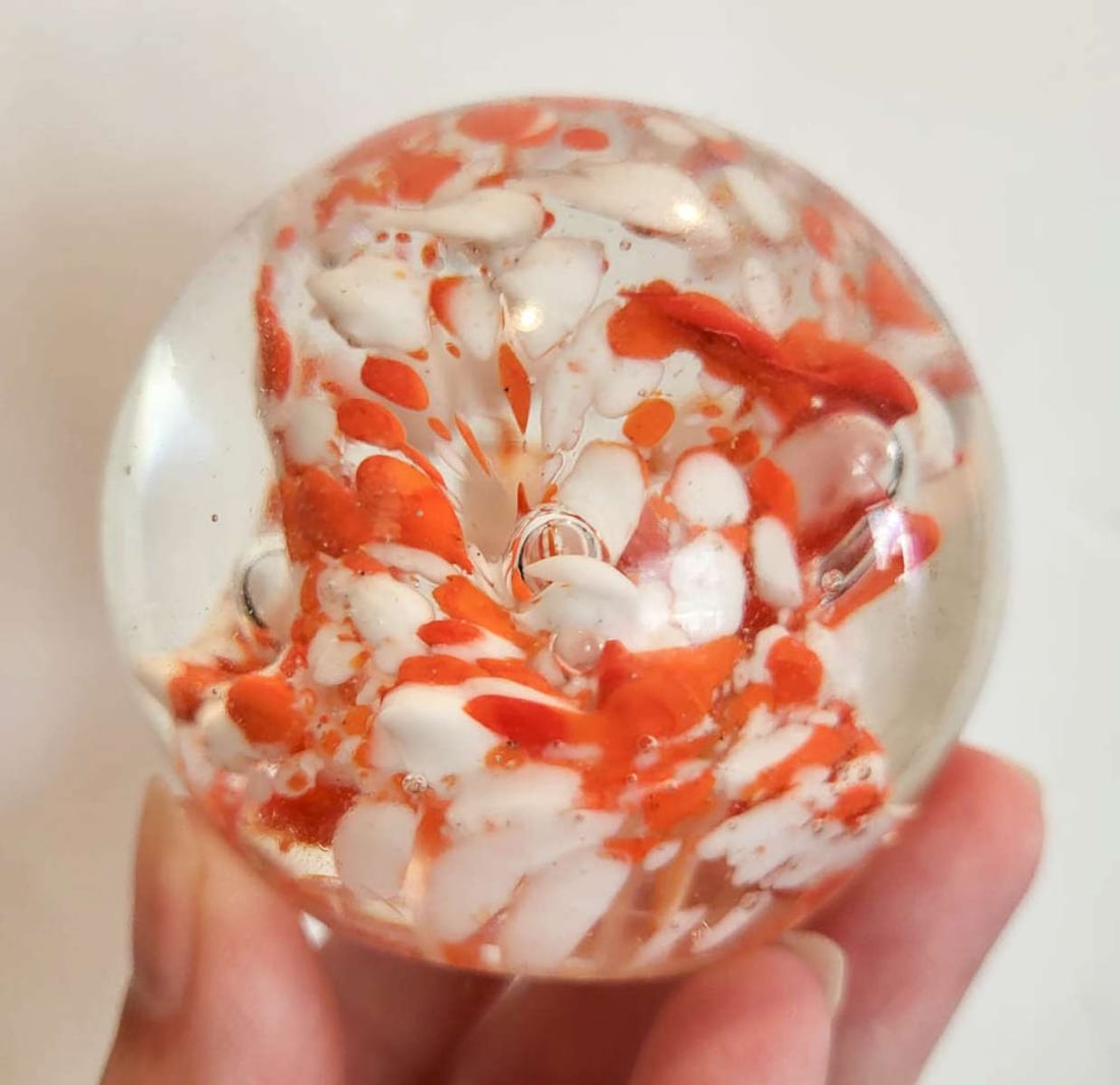 vintage glass paperweight with bubbles design (1 of 5)