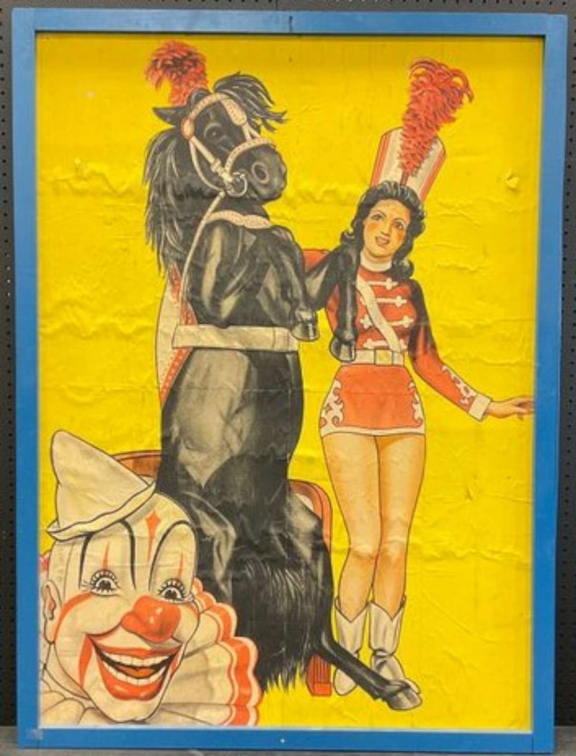 HUGE vibrantly colored circus poster in frame (1 of 6)