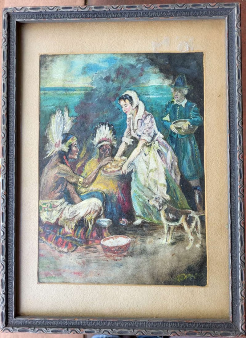 vintage signed Native American painting (1 of 7)