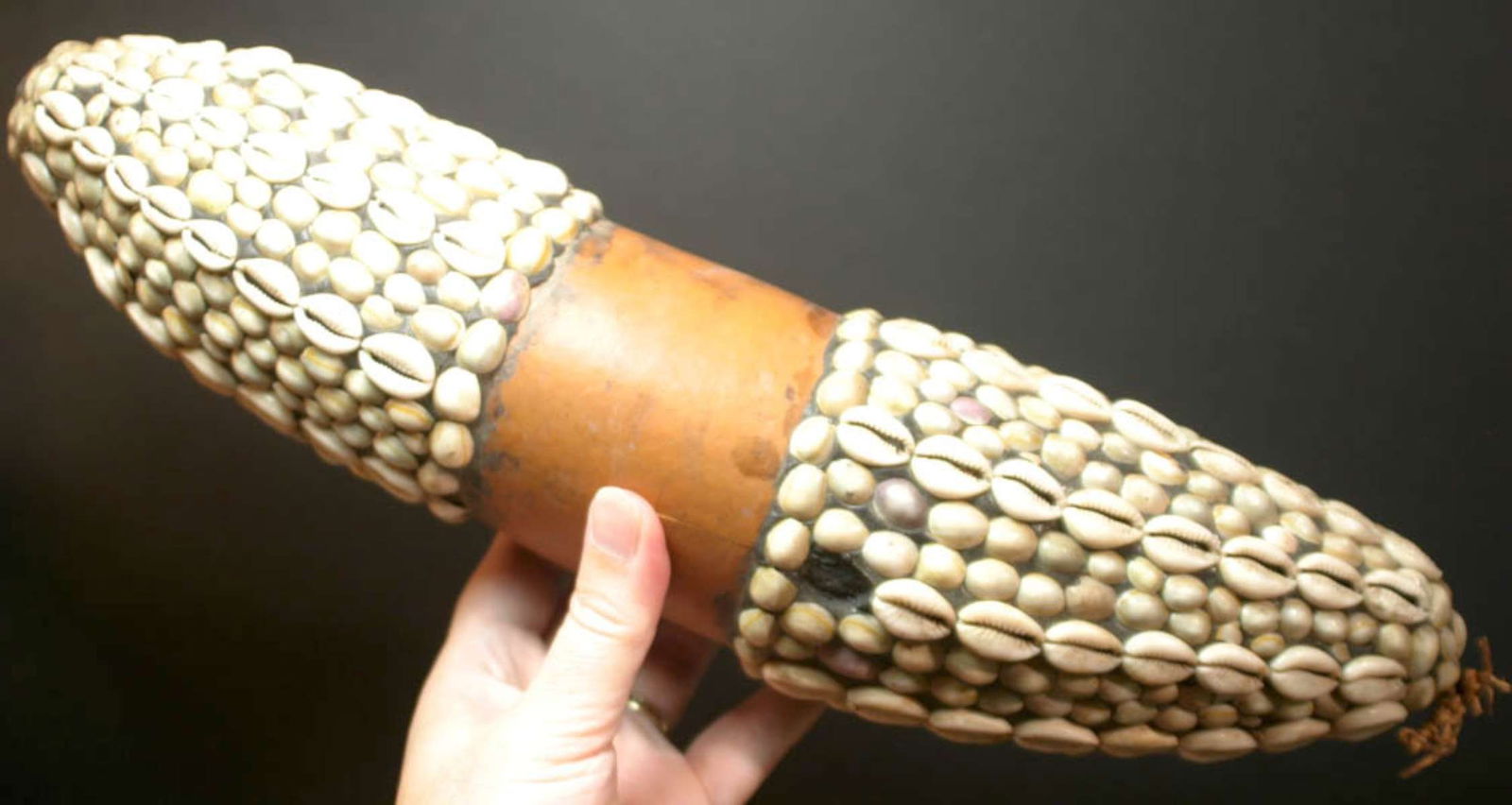 antique African shell decorated drinking vessel (1 of 10)