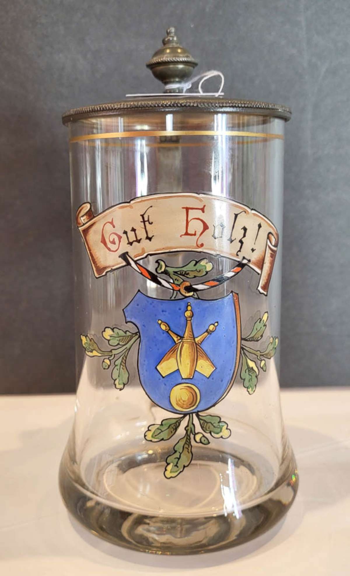 antique German glass beer stein BOWLING (1 of 10)