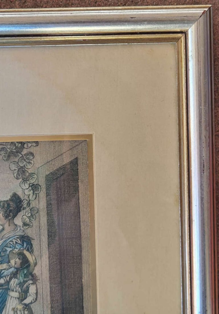 antique set of French engravings in frame - 13