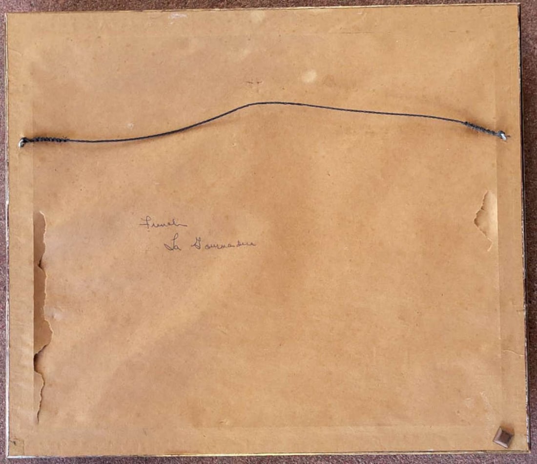 antique set of French engravings in frame - 7