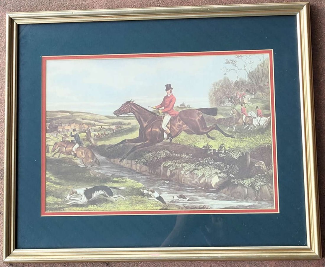 antique framed horse color print (1 of 9)