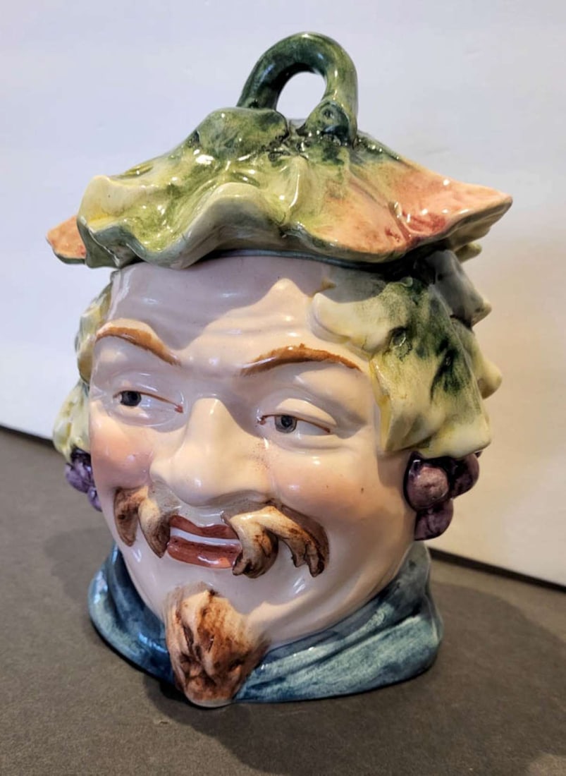 antique figural pottery figural tobacco lidded jar (1 of 7)