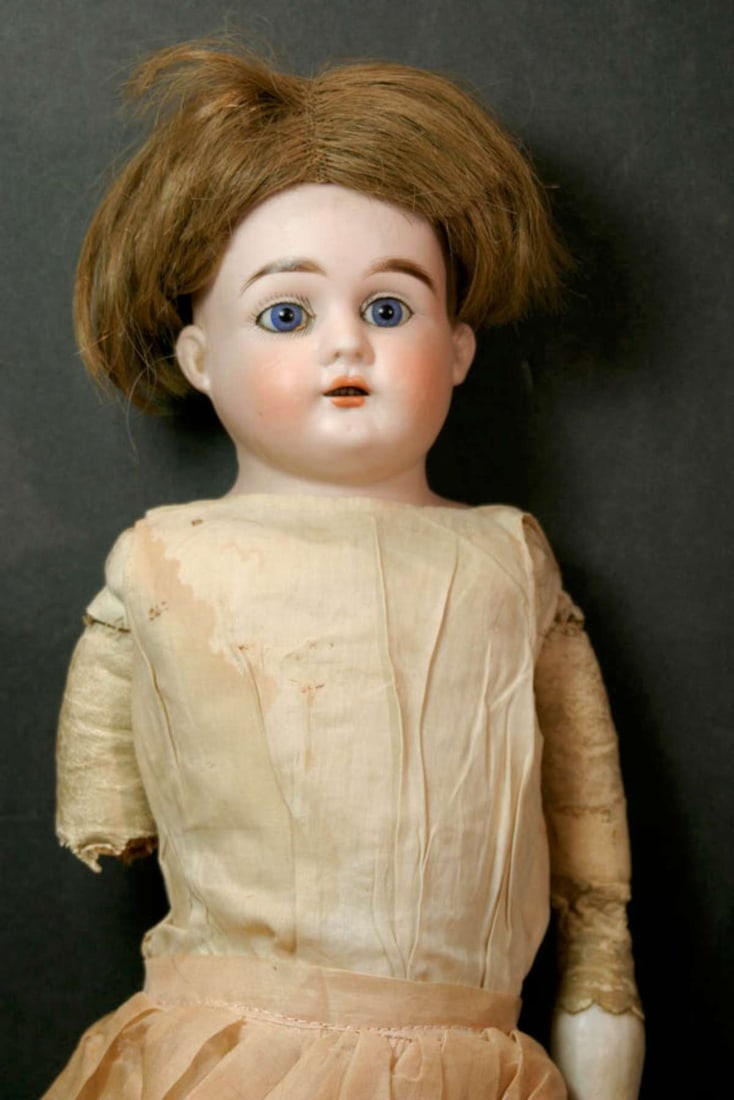antique Heubach porcelain head girl doll - 2