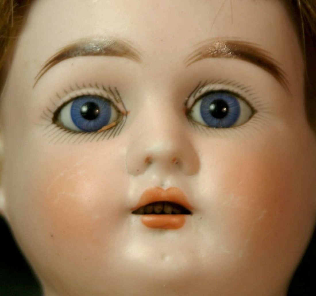 antique Heubach porcelain head girl doll - 4