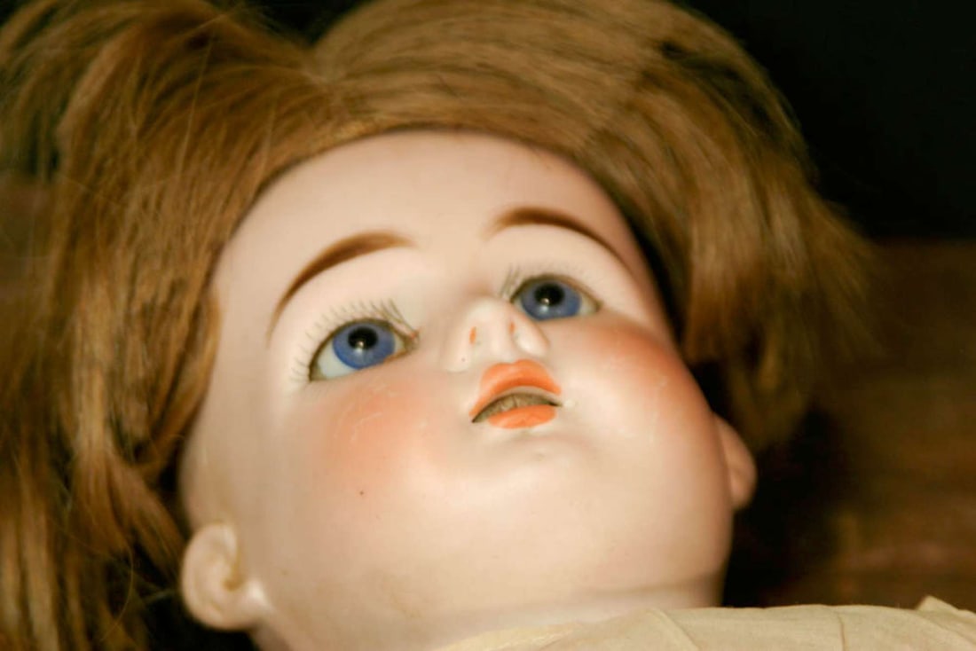 antique Heubach porcelain head girl doll - 9