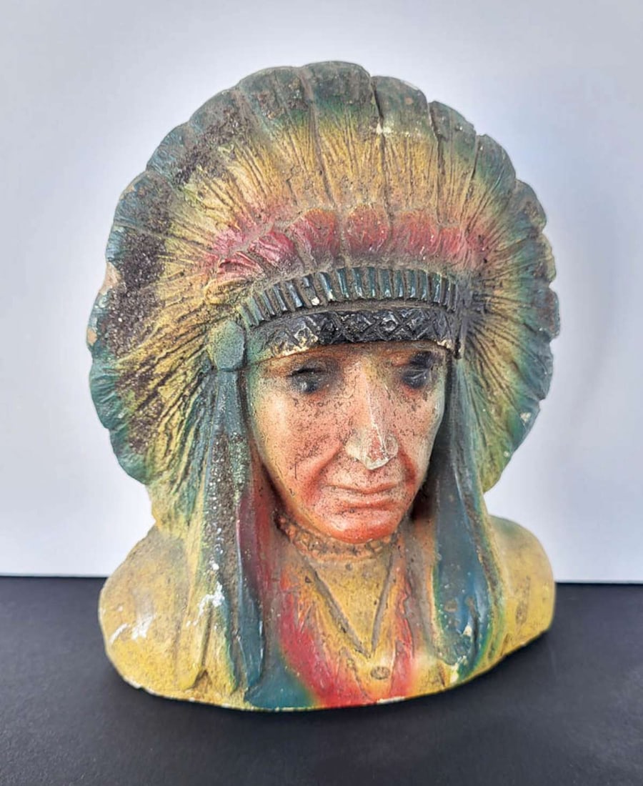 antique chalkware Native American Indian chief (1 of 8)
