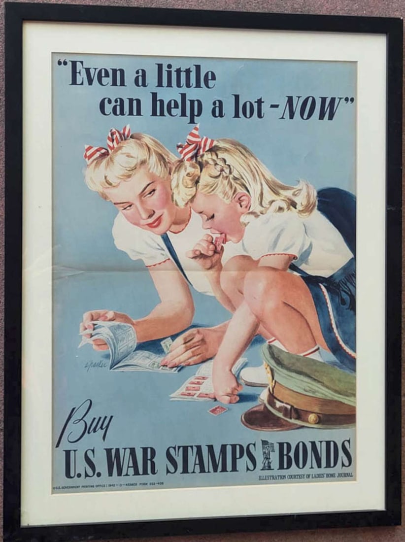 vintage framed WWII poster (1 of 9)