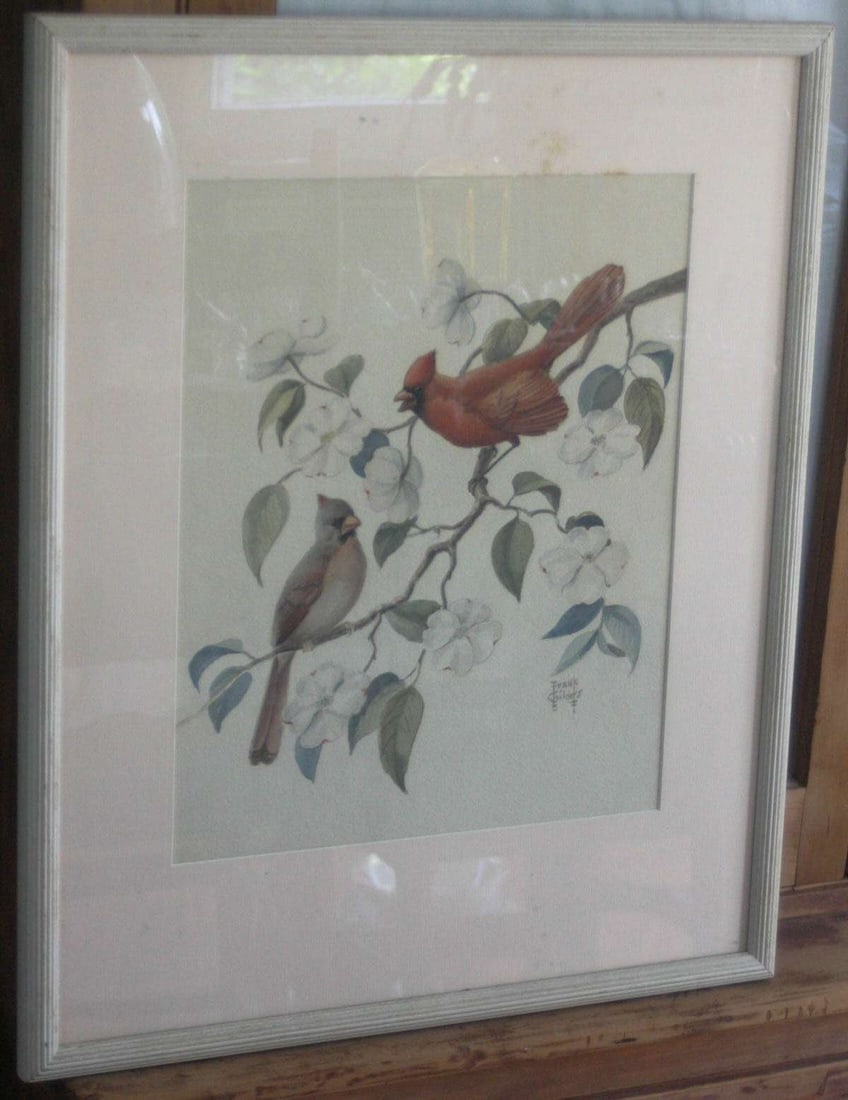 original painting by illustration artist Frank Childers: vintage original watercolor painting, matted and framed and signed by the illustration artist Frank Childers (he illustrated how-to-draw books in the 1940's), depicting a male and