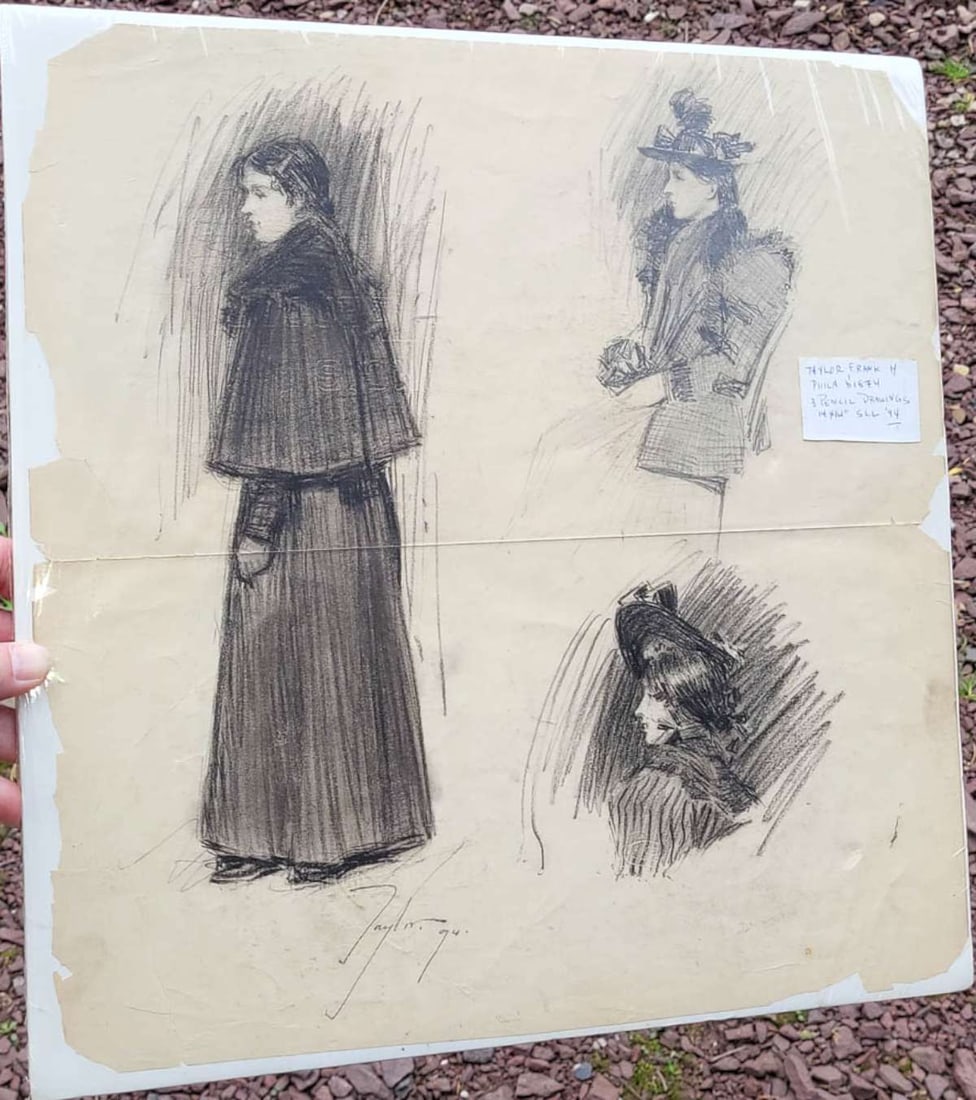 rare original pencil portrait drawing by Frank Walter Taylor (1 of 13)
