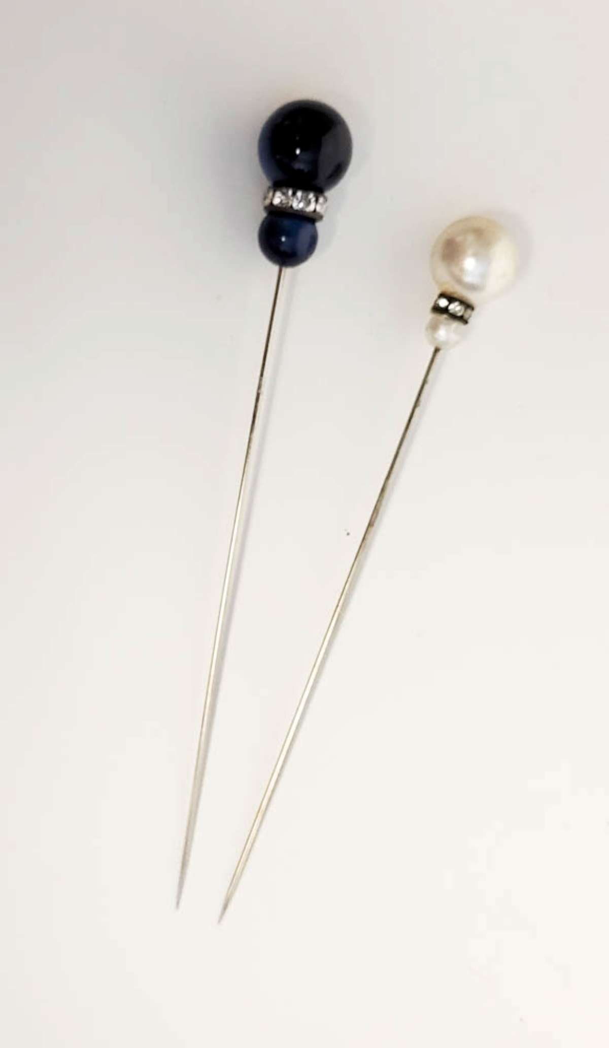 PAIR vintage hat pins faux pearls (1 of 9)