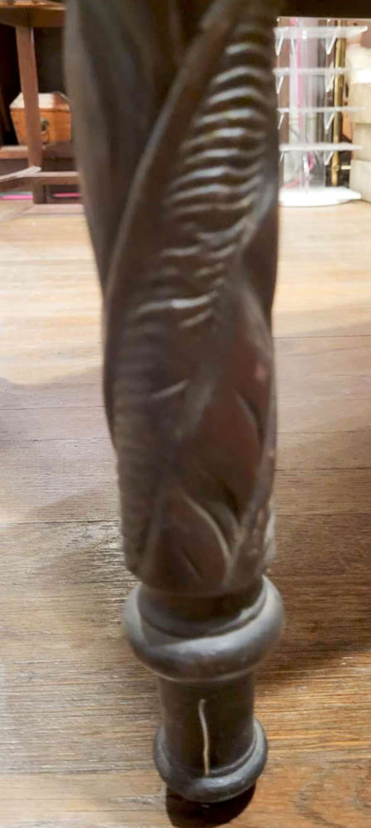 antique carved wooden dining table with leaves - 10