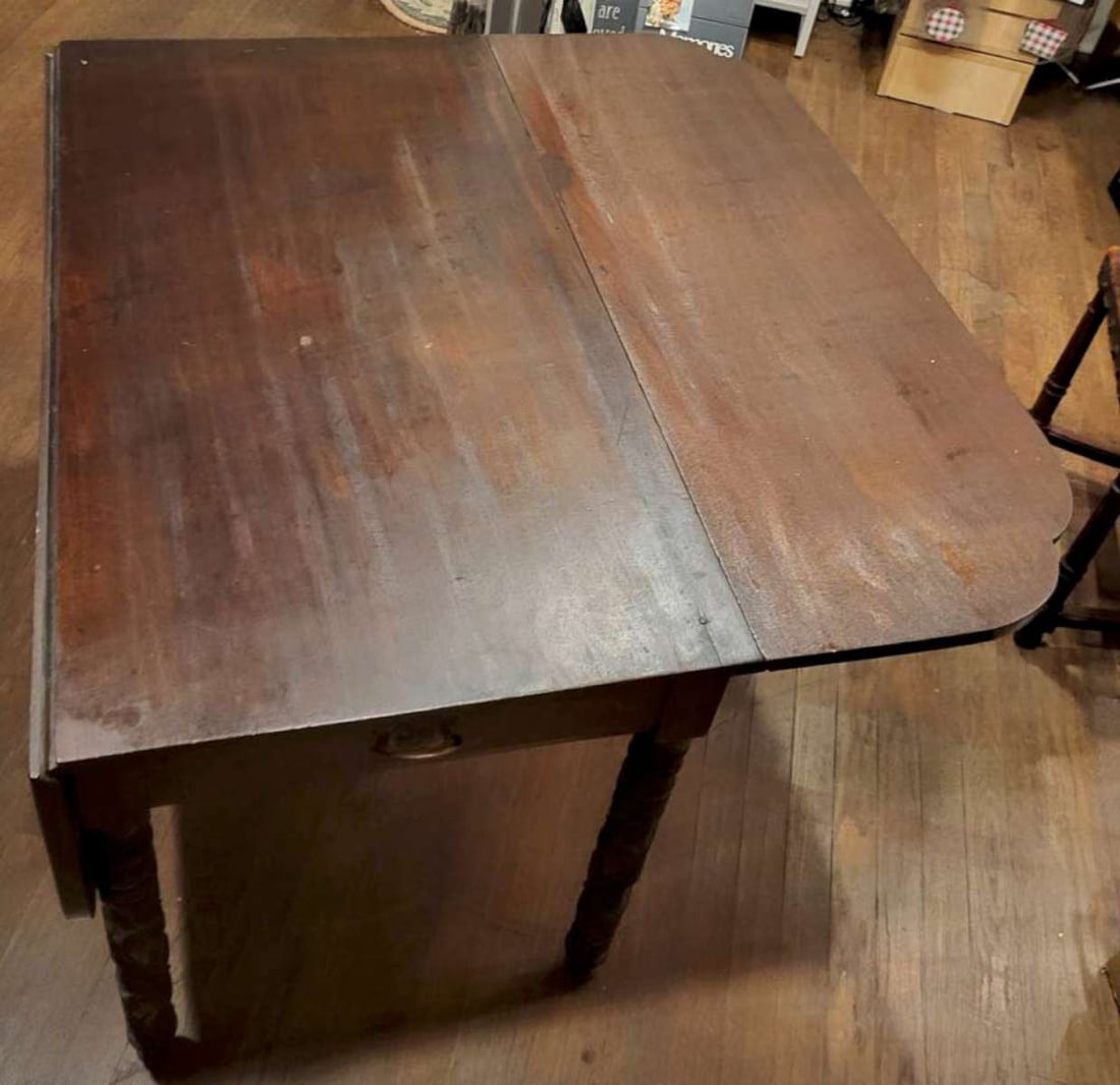 antique carved wooden dining table with leaves - 3