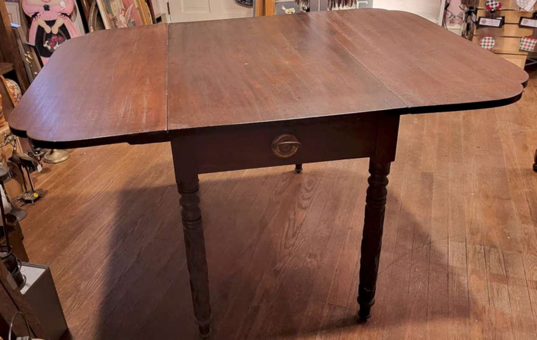 antique carved wooden dining table with leaves - 5