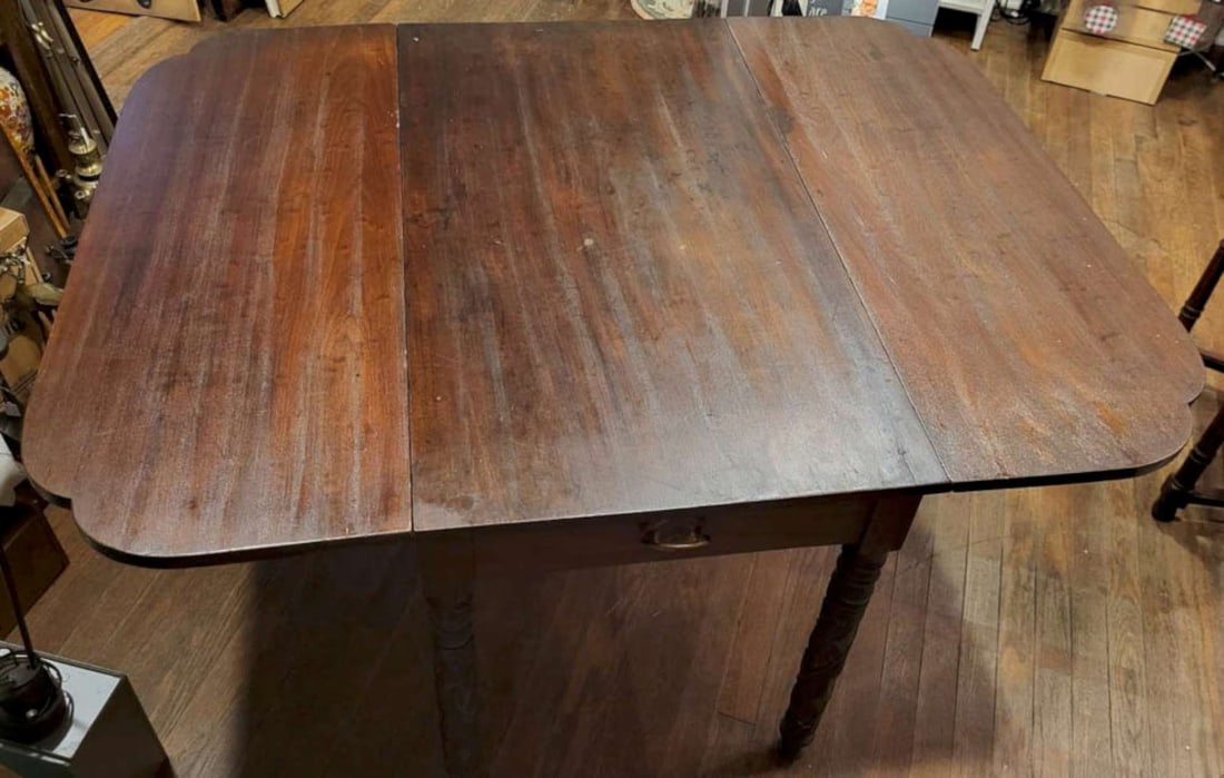 antique carved wooden dining table with leaves - 6