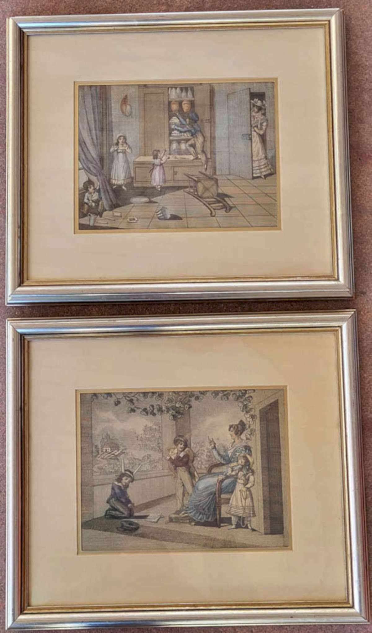 antique set of French engravings in frame (1 of 16)