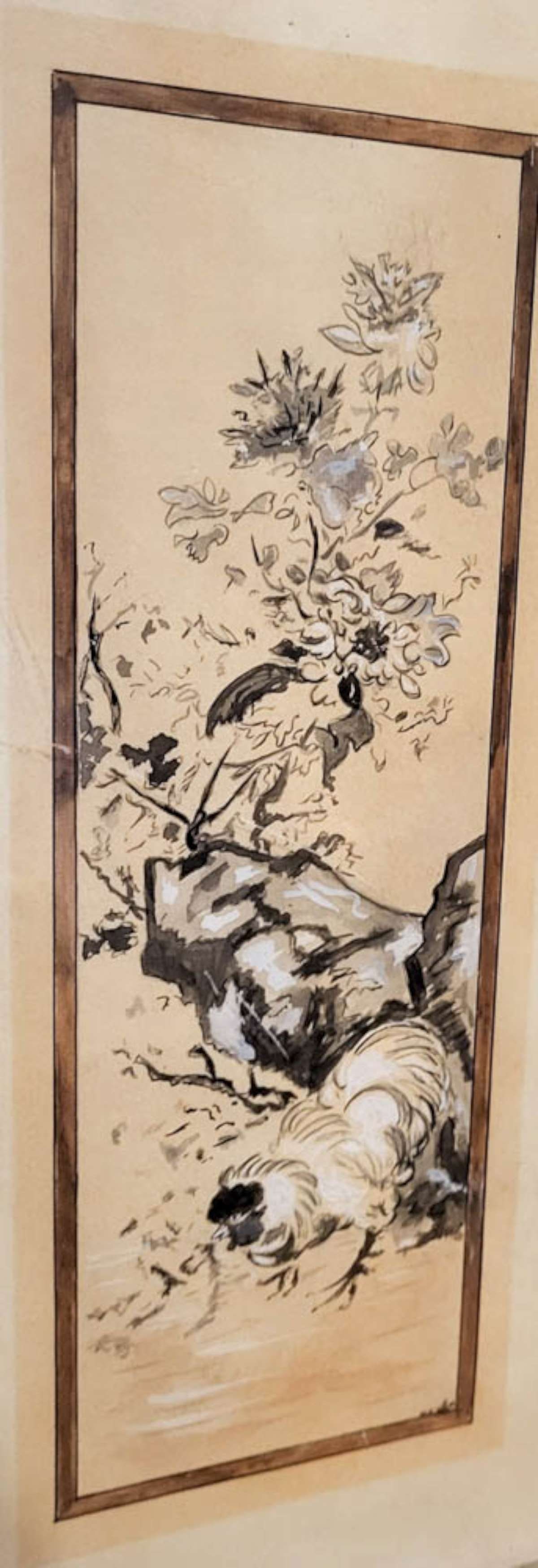 vintage tea tray with original painting of a rooster (1 of 7)