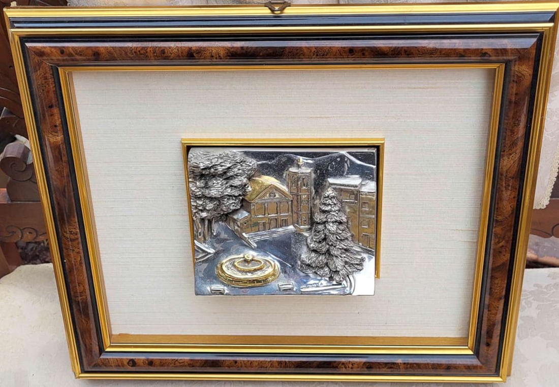 vintage framed 3-D silver street scene (1 of 8)