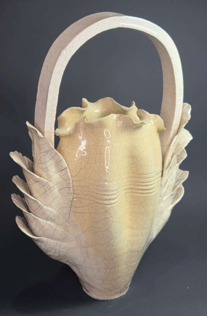 vintage designer Raku pottery vase (1 of 10)