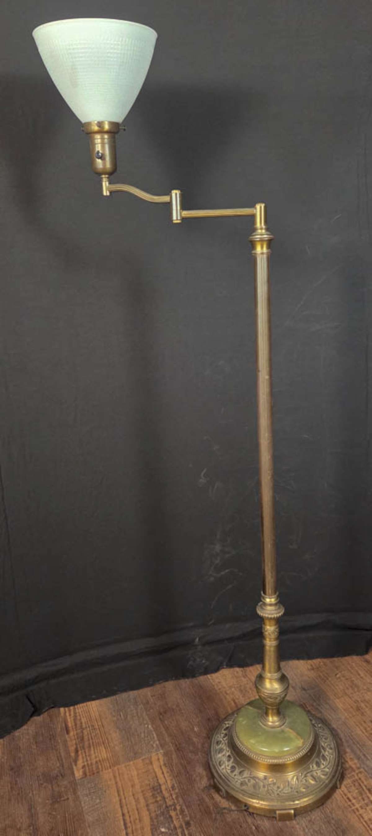 antique bridge floor lamp Onyx base (1 of 6)