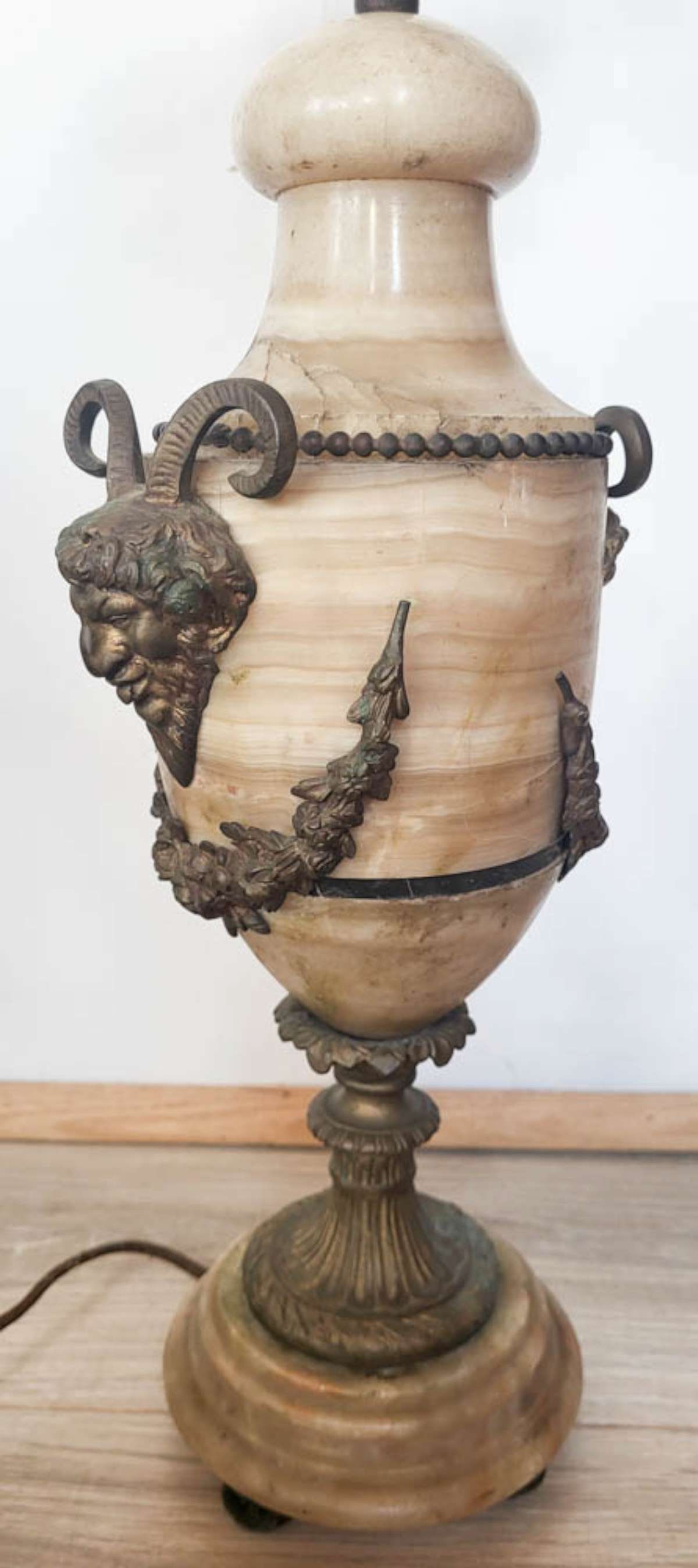 antique marble DEVIL design table lamp - 2