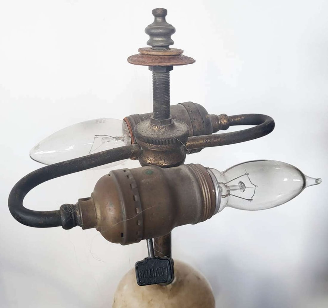 antique marble DEVIL design table lamp - 4