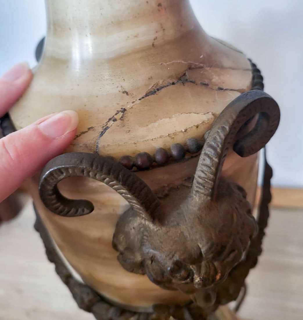 antique marble DEVIL design table lamp - 6